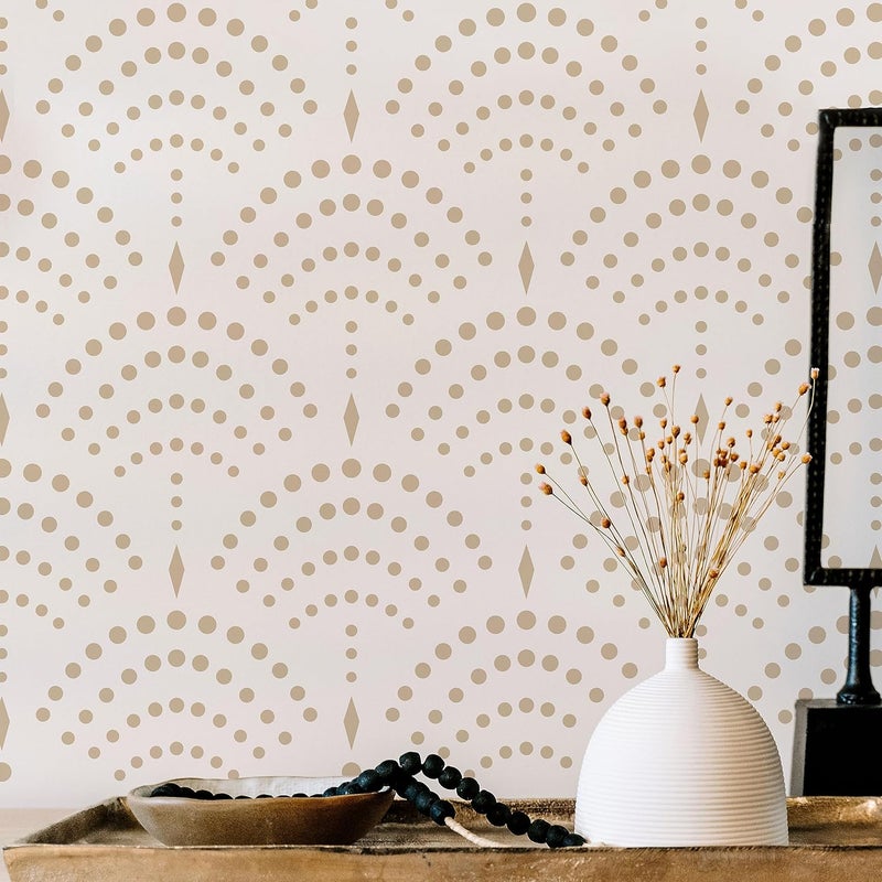 STENCILOGY ® / KARASU - 23.6" x 39.4" XL Wall Stencil, Vintage Sashiko Stencil, Large Allover Wall Stencils for Painting, Large Ethnic Geometric Wall Stencil - Image 1
